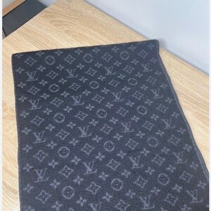 Louis Vuitton Black and Dark Gray Monogram Scarf
